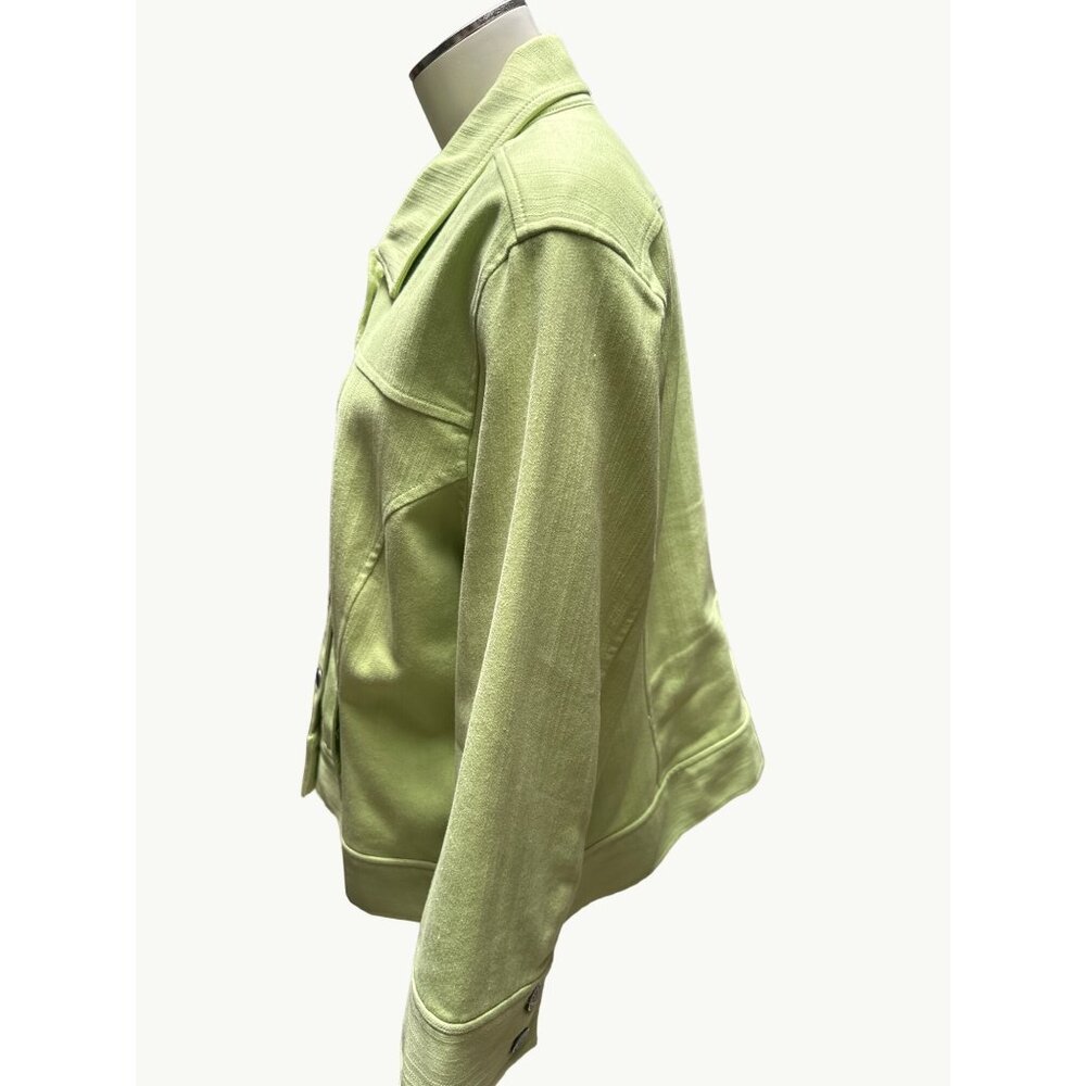 Christopher & Banks Lime Green Button Up Jacket Stretch Fabric Size L - Picture 2 of 9